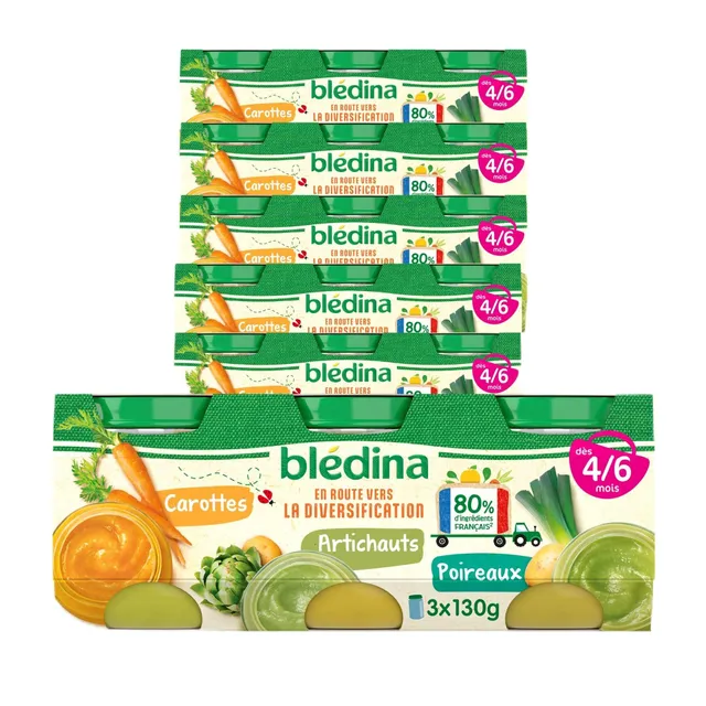 bl-dina-petits-pots-l-gumes-carottes-artichauts-poireaux-d-s-4-6-mois-18-pots-x- image 1