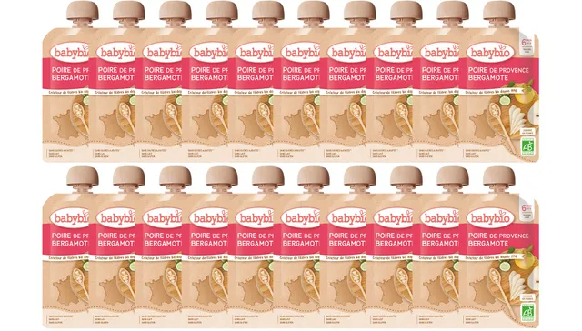 babybio-gourdes-poire-bergamote-bio-6-mois-120g-lot-de-20 image 1