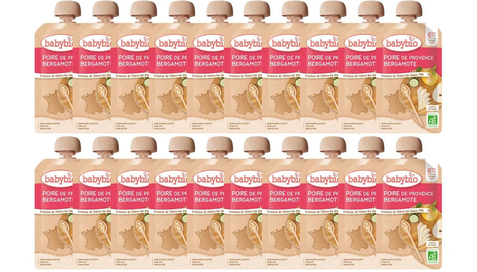 babybio-gourdes-poire-bergamote-bio-6-mois-120g-lot-de-20 image 1