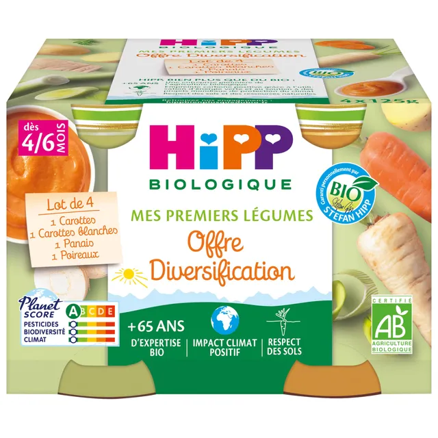 hipp-biologique-mes-premiers-l-gumes-carottes-carottes-blanches-panais-poireaux- image 1