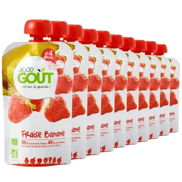 good-go-t-bio-gourde-pur-e-de-fruits-fraise-banane-d-s-6-mois-120-g-pack-de-10 image 1