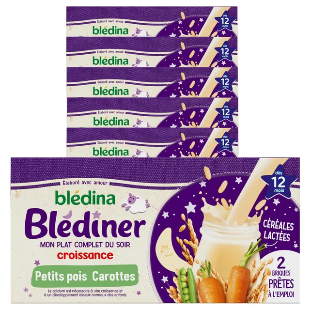 bl-dina-bl-d-ner-croissance-c-r-ales-carottes-petits-pois-d-s-12-mois-12-briques image 1