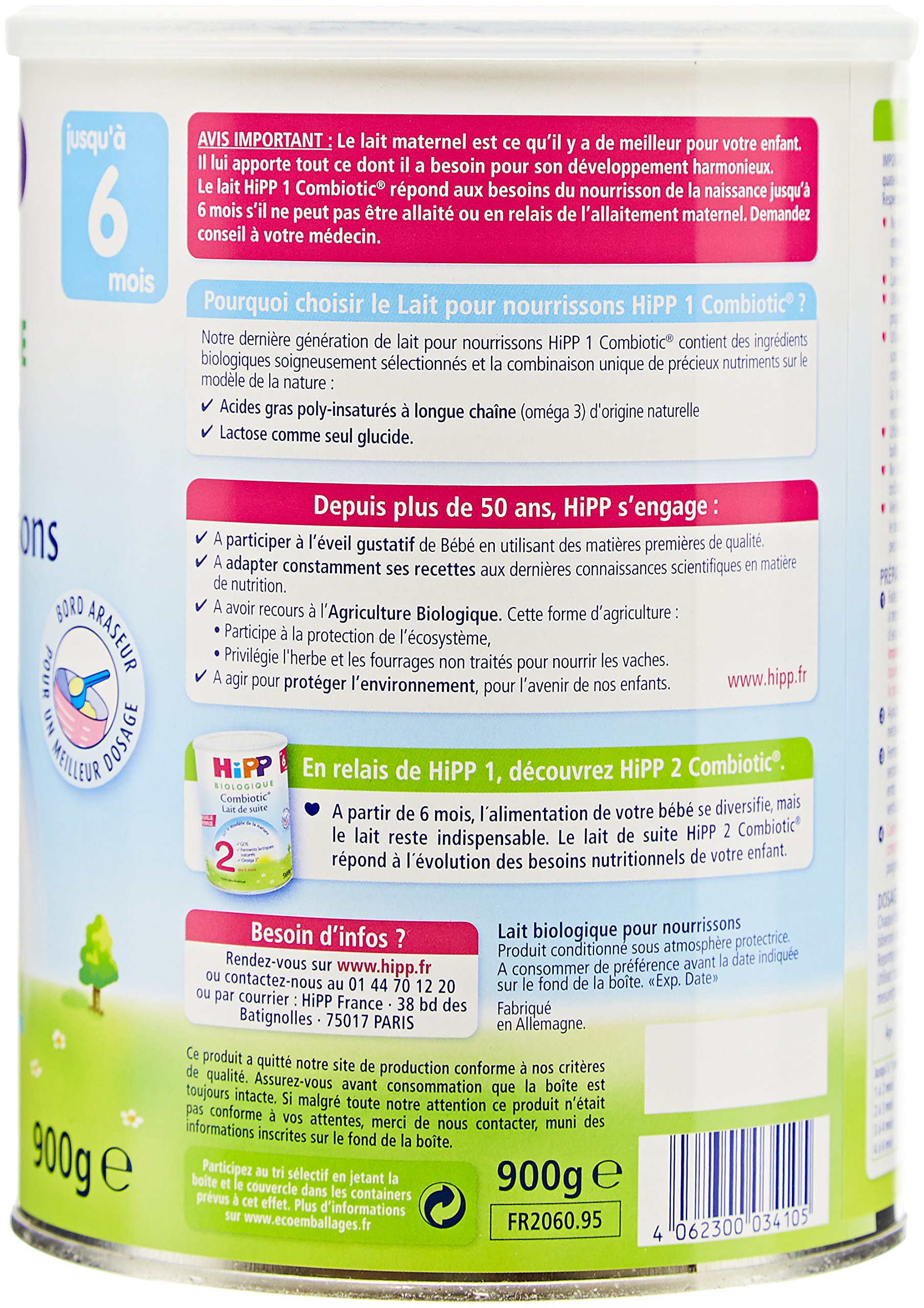 hipp-biologique-lait-1-combiotic-pour-nourrisson-0-6-mois-6-bo-tes-de-900-g image 4