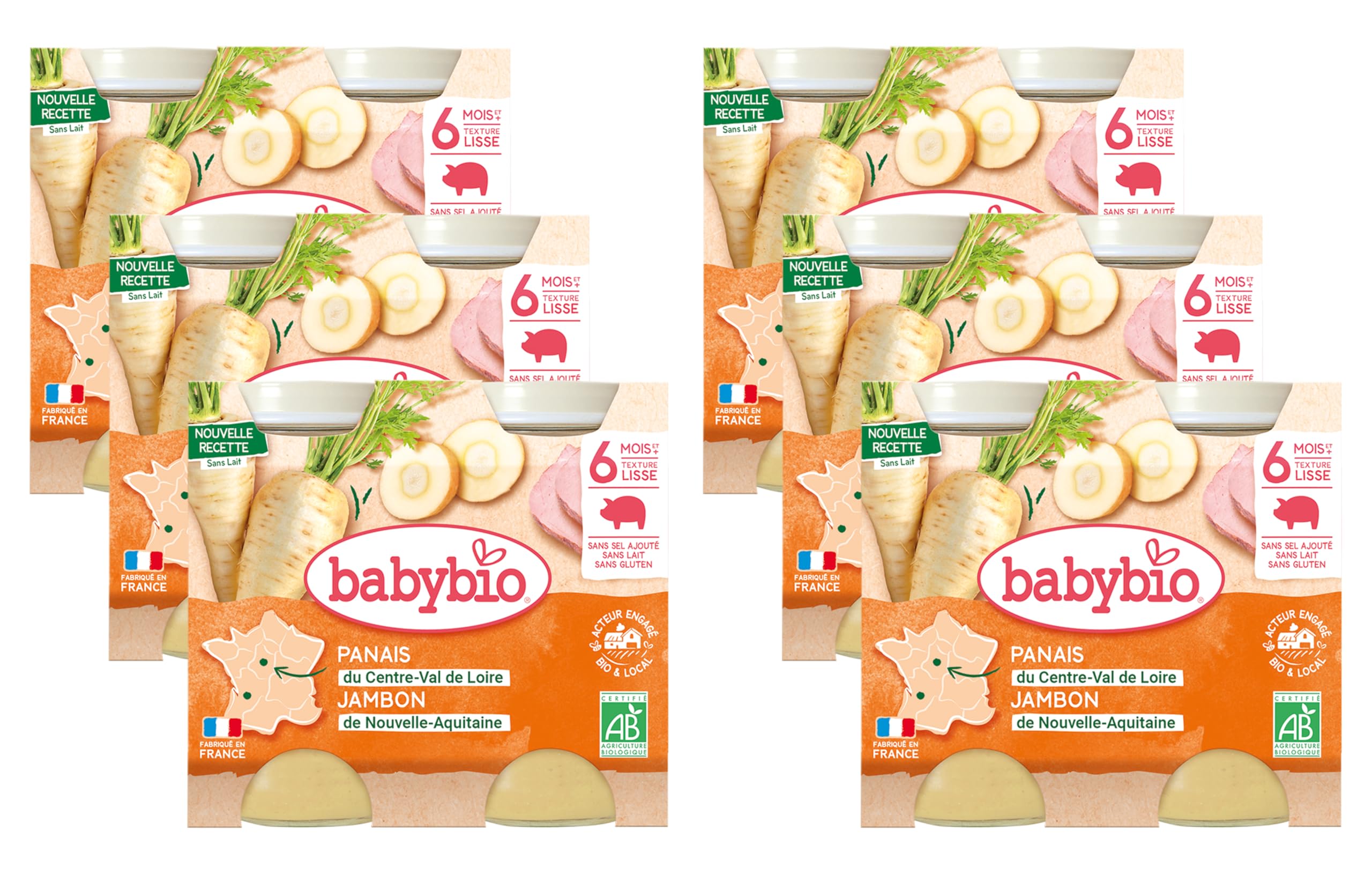 babybio-petits-pots-panais-jambon-de-corr-ze-2-x-200-g-d-s-6-mois-bio-lot-de-6 image 1