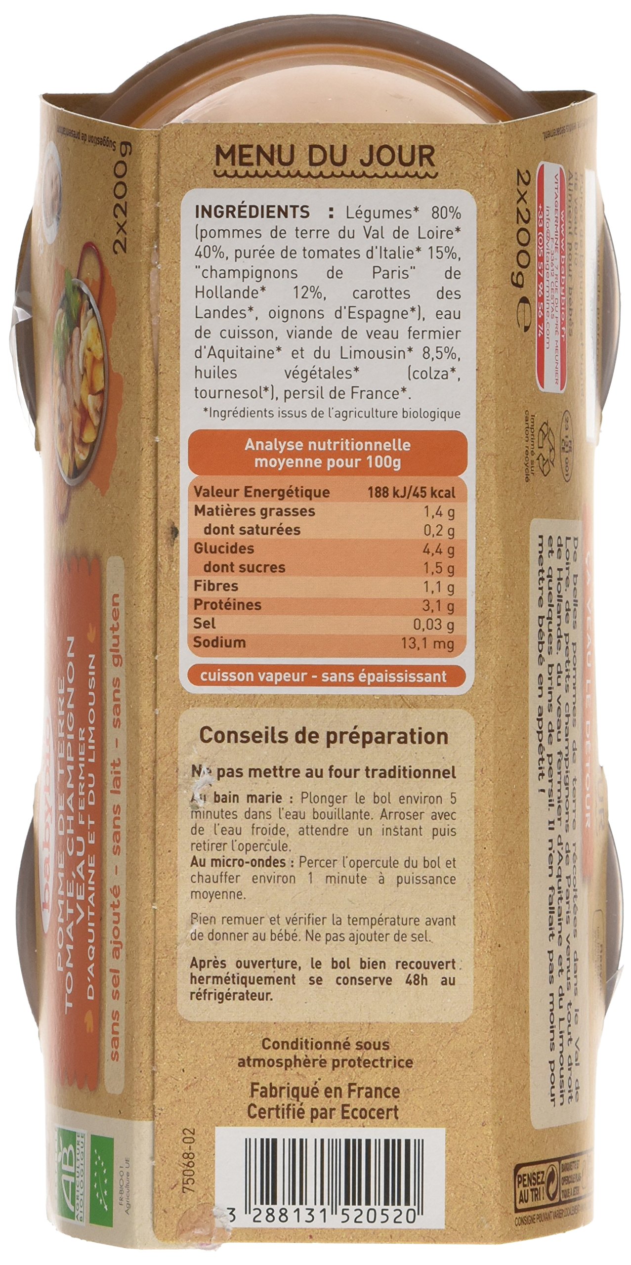 babybio-bols-pomme-de-terre-tomate-champignon-veau-2x200g-d-s-8-mois-lot-de-6-bi image 2
