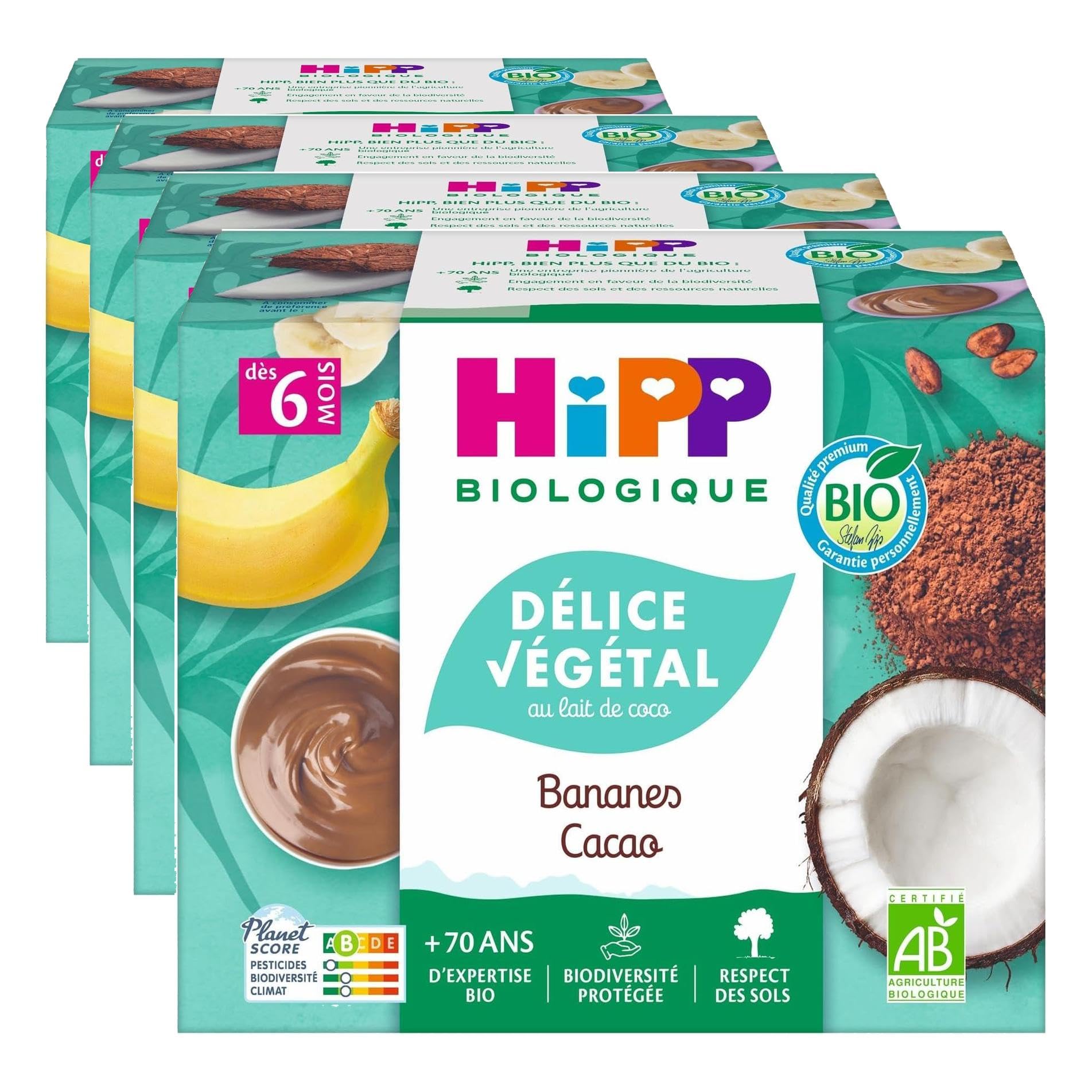hipp-d-lice-v-g-tal-banane-cacao-coco-bio-4-coupelles-de-100g image 4