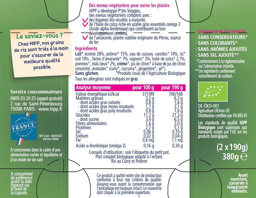 hipp-p-tits-veggies-2-vari-t-s-d-s-6-mois-bio-pots-2x190g-lot-de-6 image 3