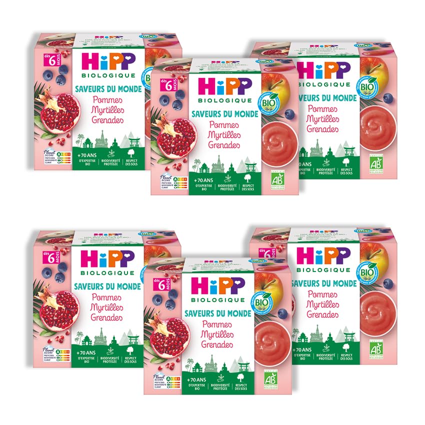 hipp-saveurs-du-monde-coupelles-pommes-myrtilles-grenades-bio-4x100g image 6