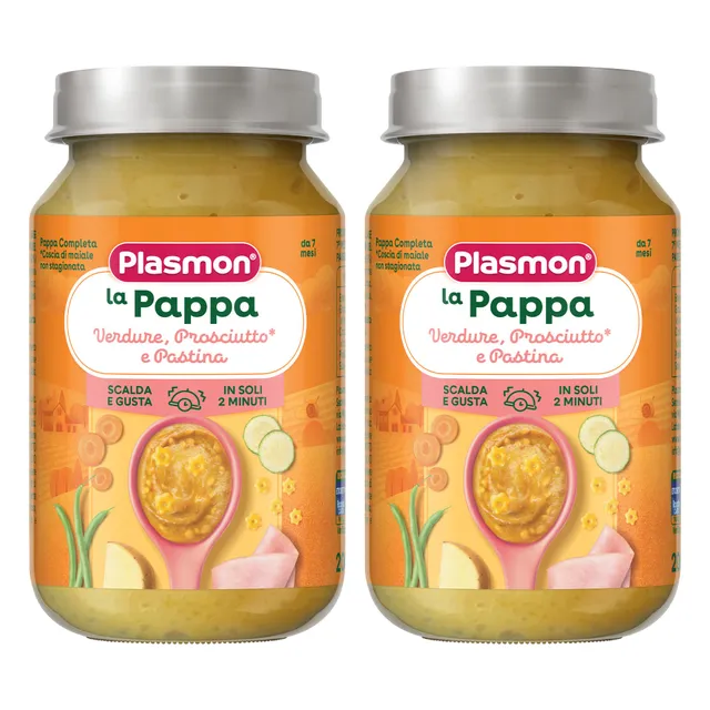 plasmon-la-pappa-l-gumes-jambon-et-p-tes-pastina-2-pots-de-200-g image 1