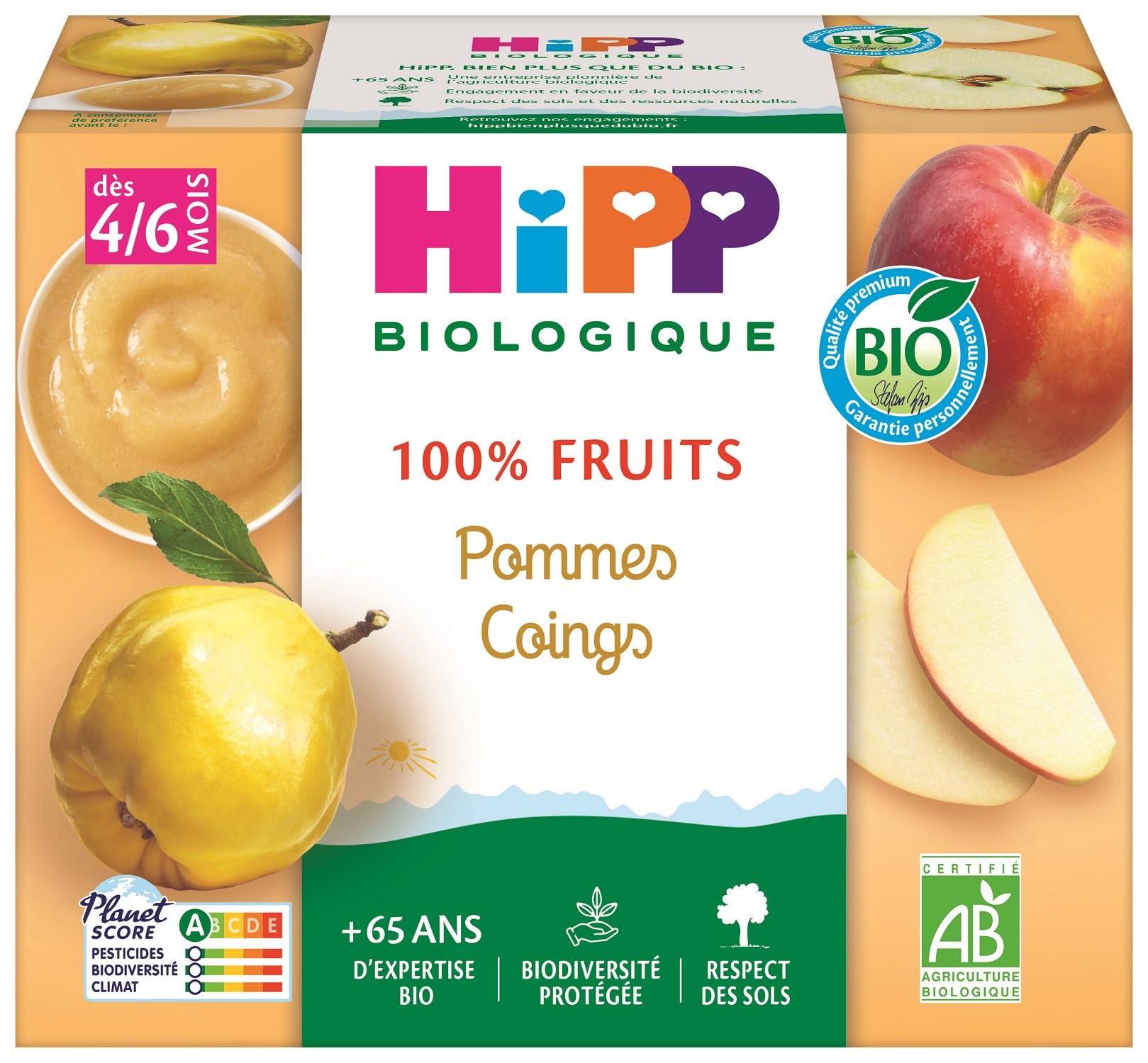 hipp-pommes-coings-bio-d-s-4-6-mois-4-coupelles-de-100-g-pack-de-6-24-coupelles image 2