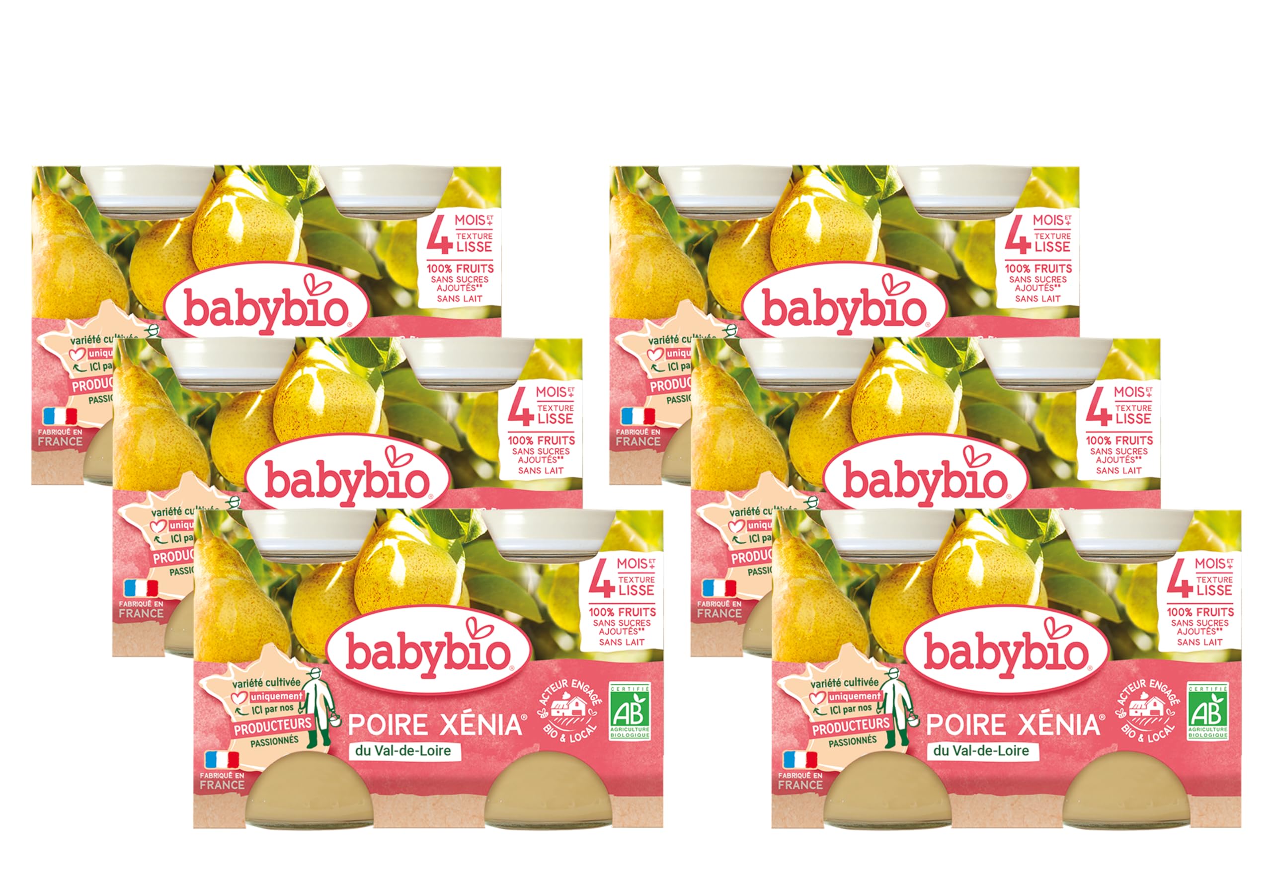 babybio-petits-pots-poire-xenia-du-val-de-loire-bio-2x130g-lot-de-6 image 1