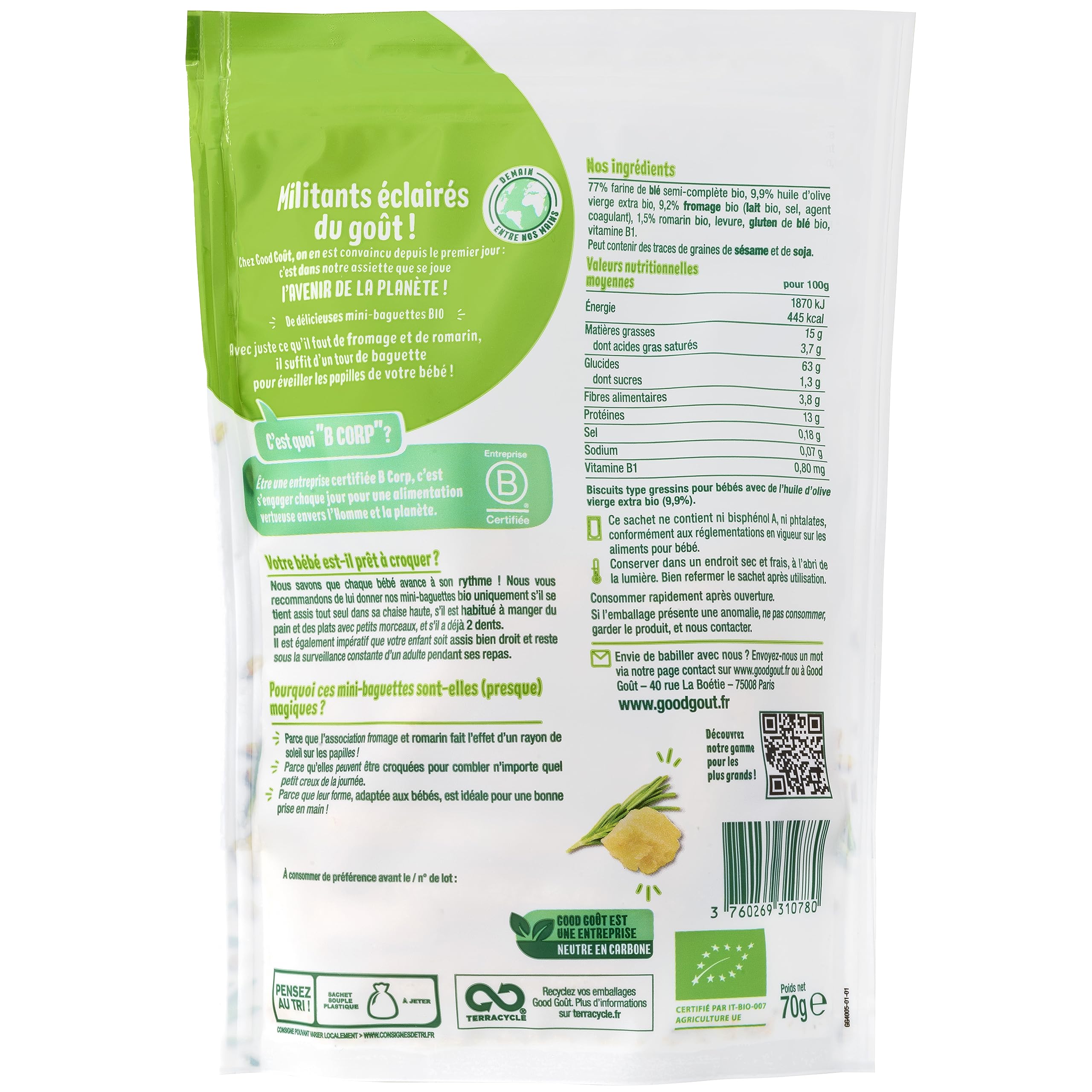 good-go-t-bio-mini-baguettes-fromage-romarin-d-s-12-mois-sachet-refermable-70-g image 2