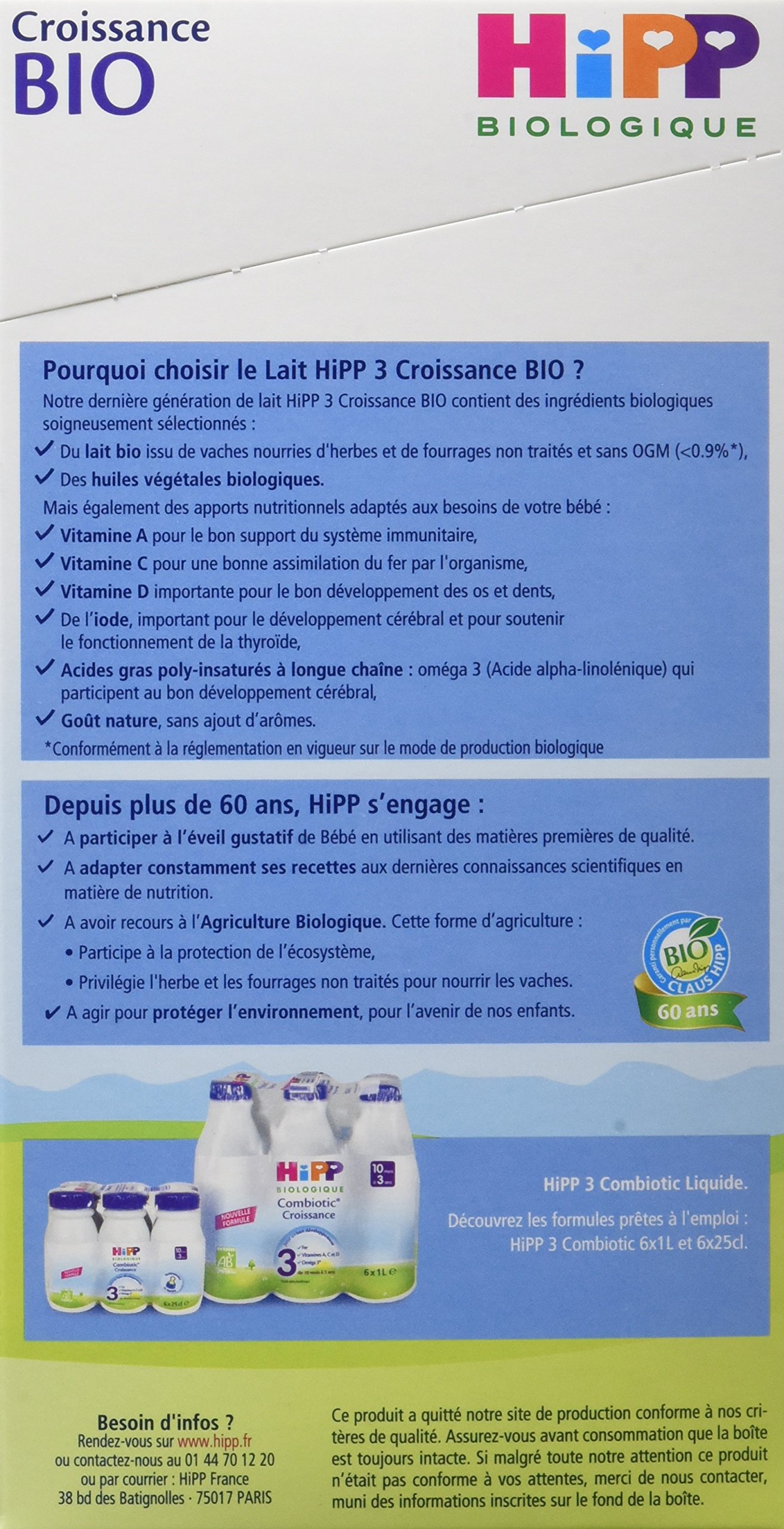 hipp-biologique-lait-3-bio-croissance-d-s-10-mois-4-bo-tes-de-800-g image 4