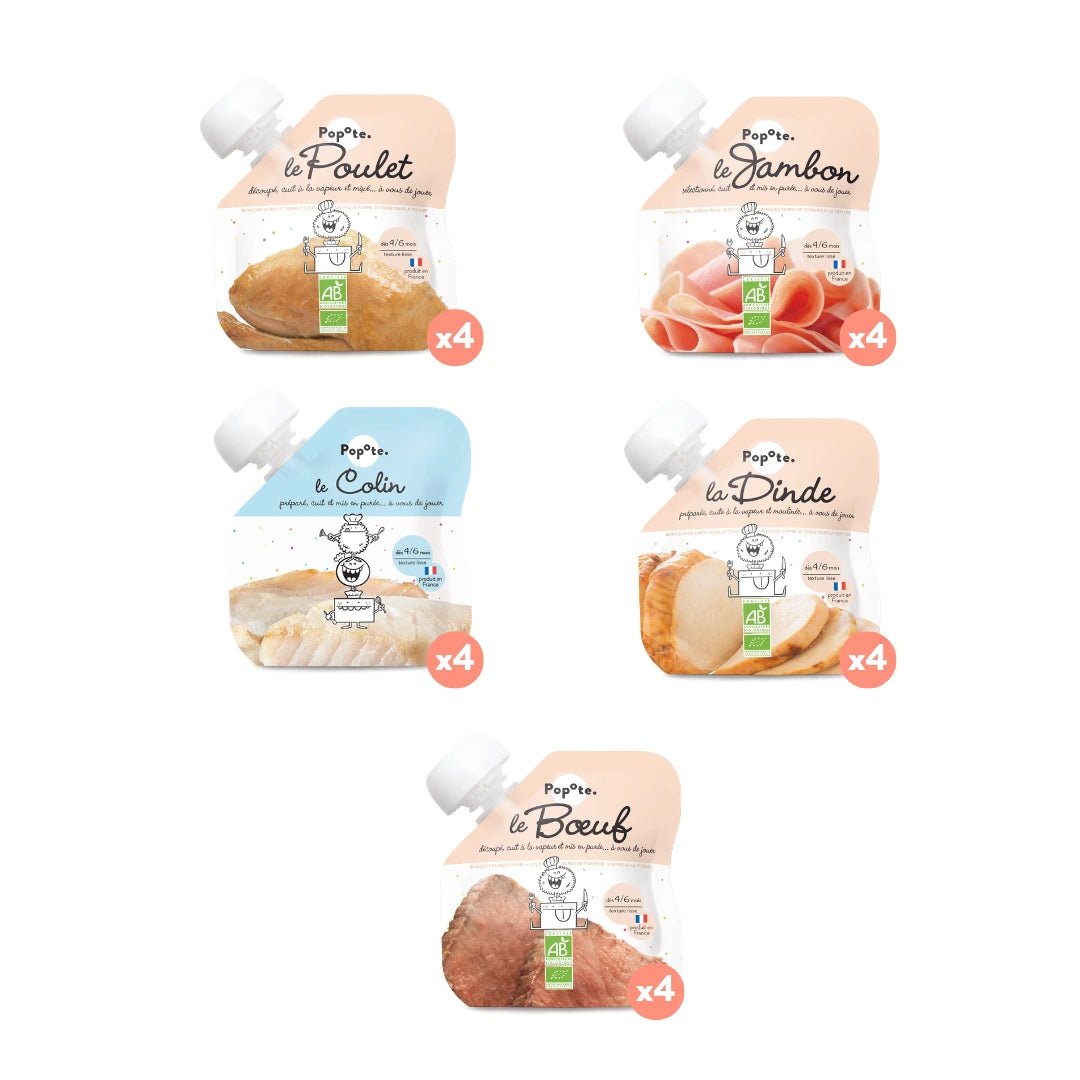 popote-les-prot-ines-pack-d-couverte-pur-es-bio-b-uf-dinde-poulet-jambon-colin image 1