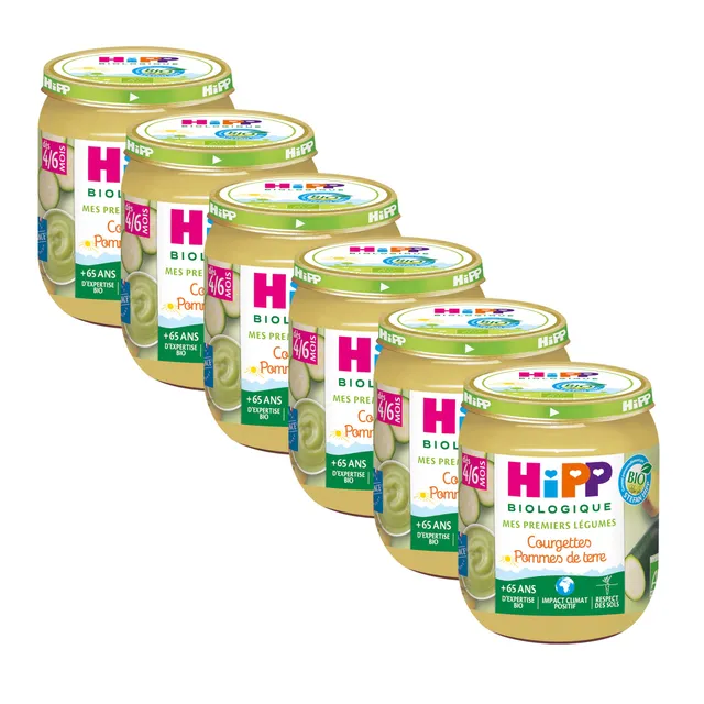 hipp-biologique-courgettes-pommes-de-terre-pot-125-g-lot-de-6 image 1