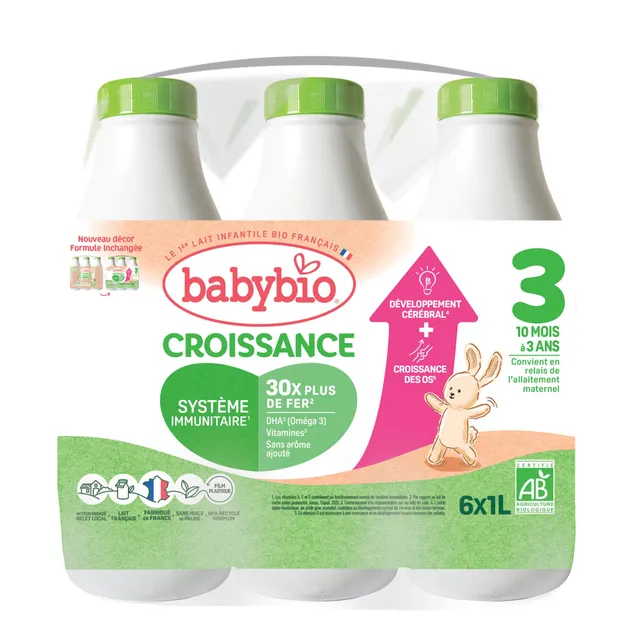babybio-lait-croissance-bio-3-me-ge-d-s-10-mois-6-x-1-l-lait-de-vache-fran-ais image 1