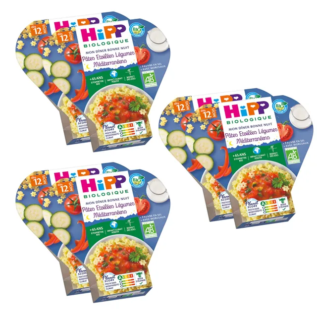 hipp-bio-p-tes-toil-es-l-gumes-m-diterran-ens-menu-du-soir-d-s-12-mois-6-assiett image 1