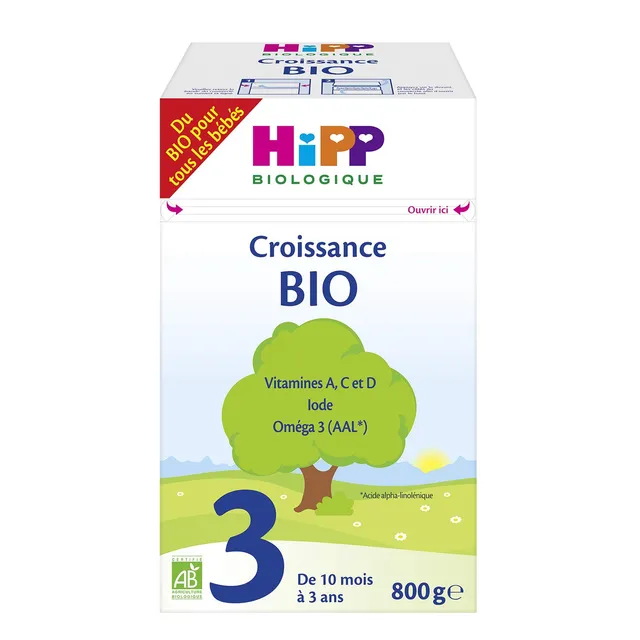 hipp-biologique-lait-3-bio-croissance-d-s-10-mois-4-bo-tes-de-800-g image 1