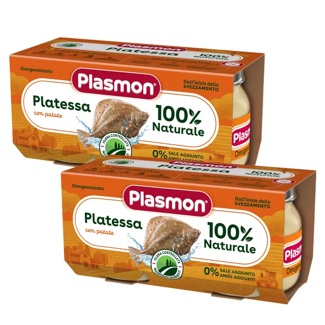 plasmon-omogeneizzato-pesce-platessa-e-patate-2-packs-de-2-x-80-g-4-pots image 1