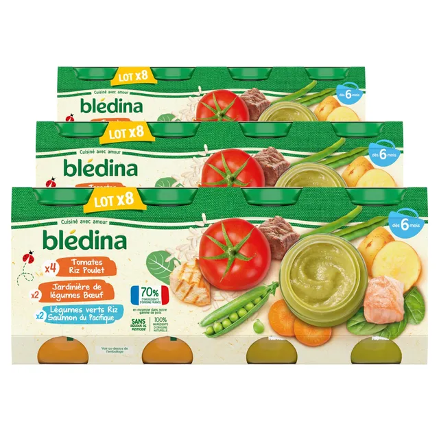 bl-dina-petits-pots-b-b-d-s-6-mois-tomates-riz-poulet-l-gumes-b-uf-l-gumes-riz-s image 1