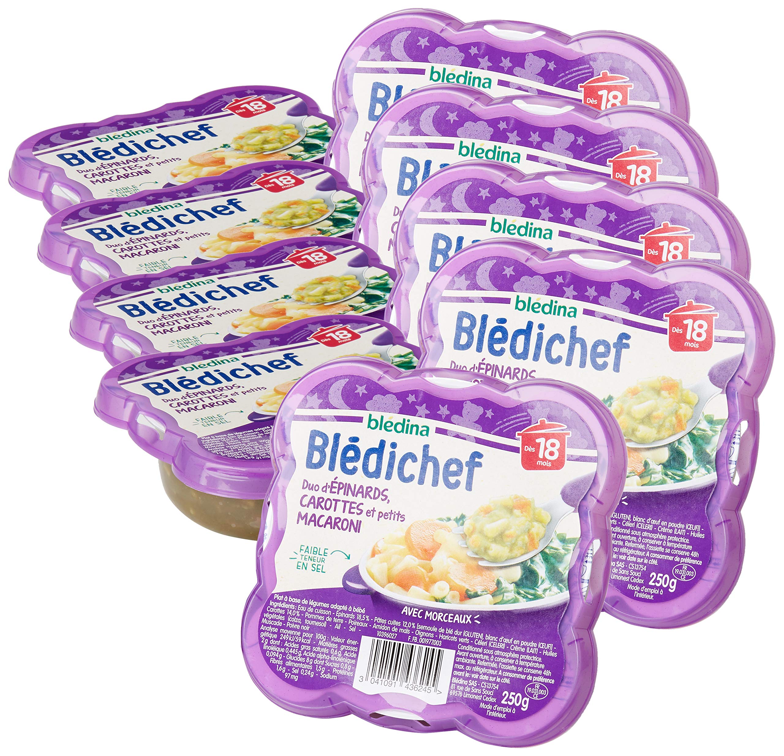 bl-dina-bl-dichef-repas-b-b-pinards-carottes-macaroni-9-assiettes-250g-d-s-18-mo image 1
