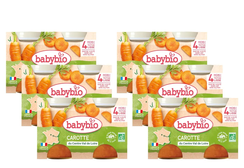babybio-primea-petit-pot-carotte-du-val-de-loire-2x130g-4-mois-bio-lot-de-6 image 1