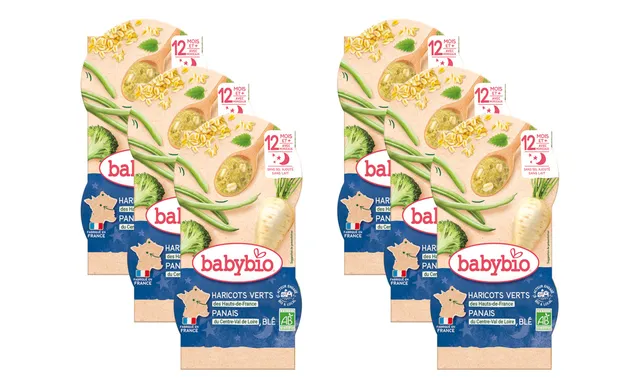 babybio-bols-bonne-nuit-panais-haricots-verts-bl-bio-12-mois-2x200-g-lot-de-6 image 1