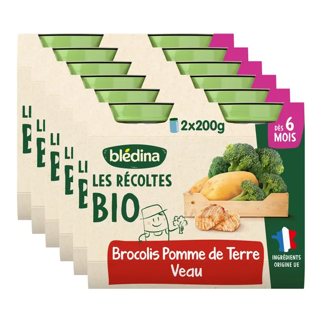 bl-dina-les-r-coltes-bio-petit-pot-b-b-brocolis-pommes-de-terre-veau-d-s-6-mois- image 1