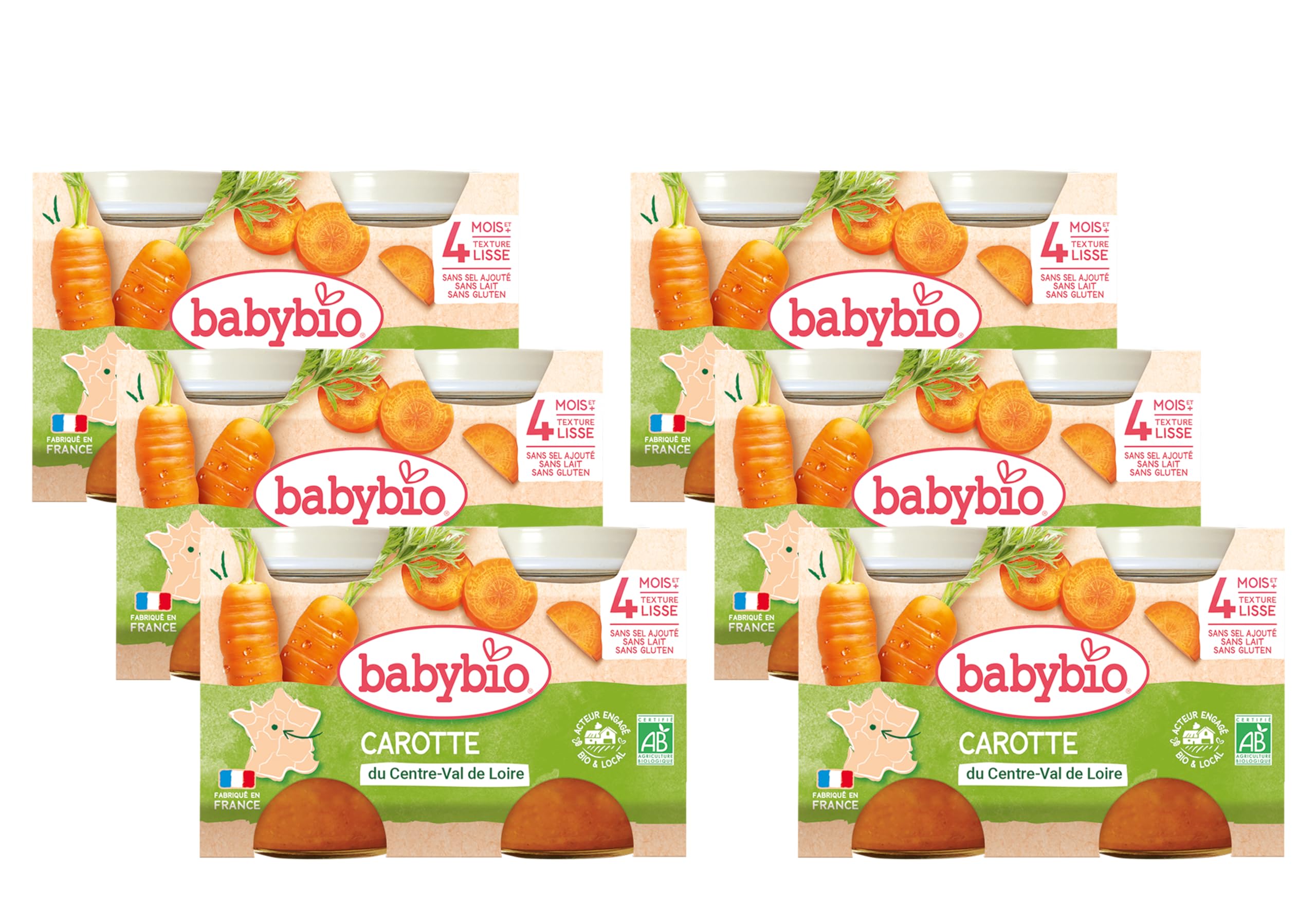 babybio-primea-petit-pot-carotte-du-val-de-loire-2x130g-4-mois-bio-lot-de-6 image 1