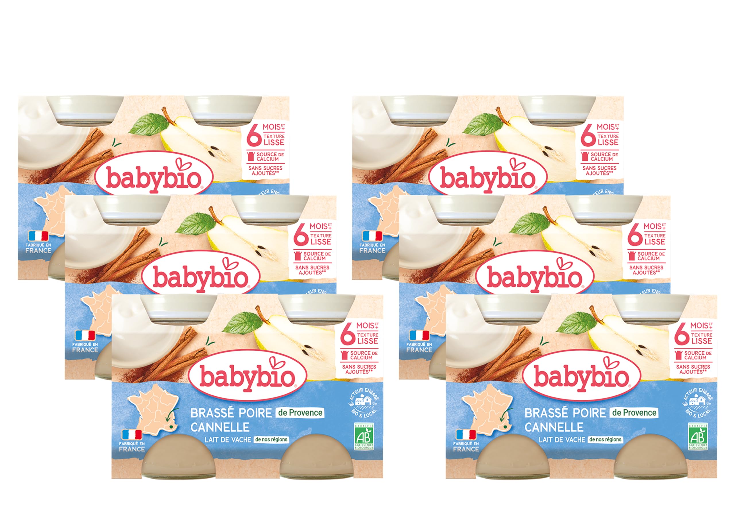 babybio-petits-pots-brass-poire-cannelle-d-s-6-mois-bio-12-x-130-g-6-x-2x130-g image 1