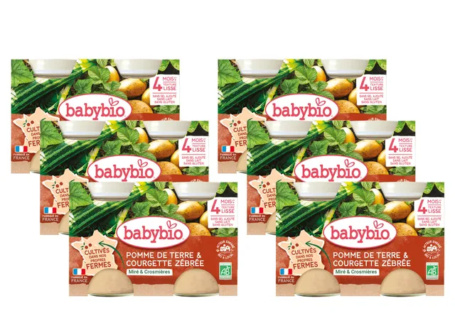 babybio-petits-pots-pomme-de-terre-courgette-z-br-e-d-s-4-mois-2x130-g-lot-de-6- image 1