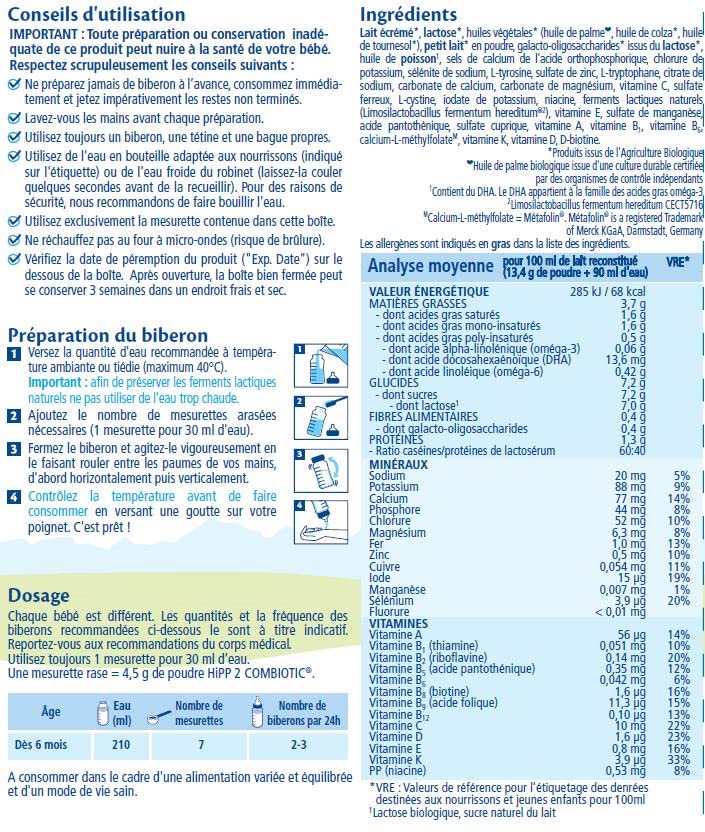 hipp-biologique-lait-2-combiotic-de-suite-d-s-6-mois-3-x-800g image 5