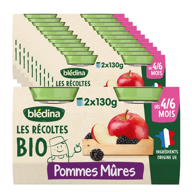bl-dina-les-r-coltes-bio-pot-pommes-m-res-d-s-4-6-mois-2x130g image 1