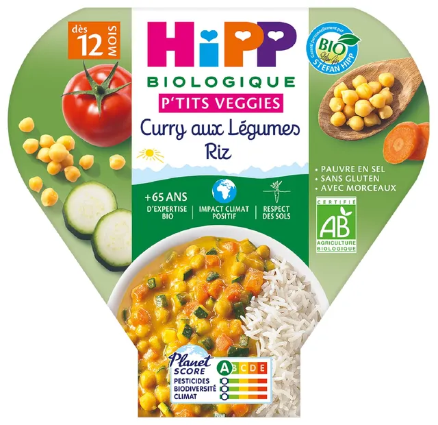 hipp-curry-aux-l-gumes-riz-230-g-p-tits-veggies-bio-d-s-8-mois image 1