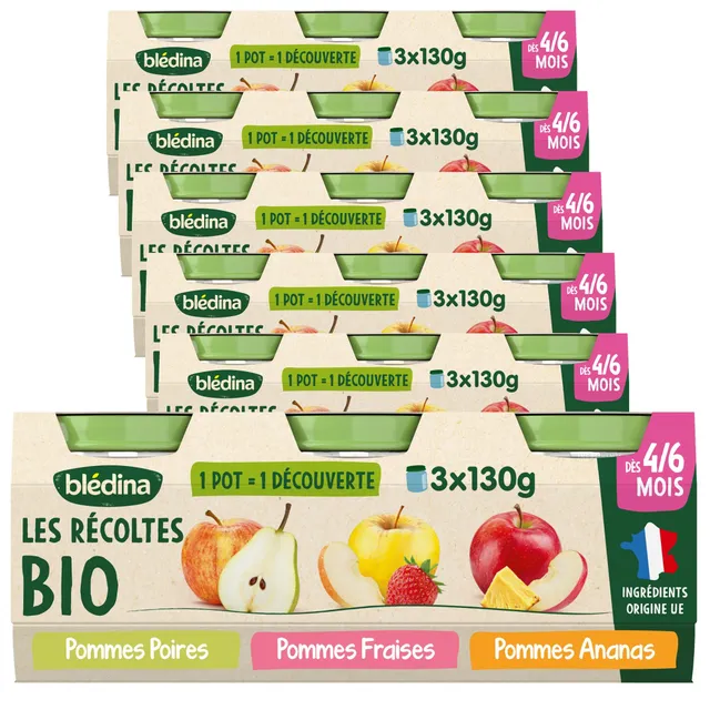 bl-dina-les-r-coltes-bio-pack-18-petits-pots-fruits-pommes-poires-pommes-fraises image 1