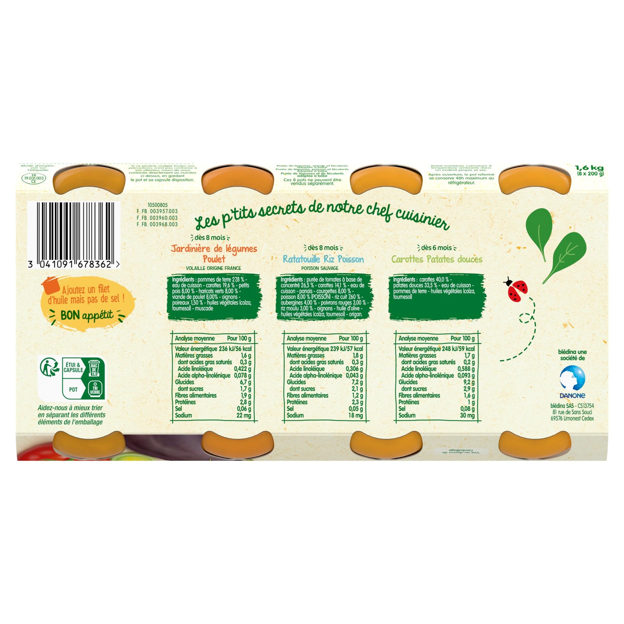 bl-dina-petits-pots-b-b-d-s-8-mois-l-gumes-poulet-ratatouille-riz-colin-carotte- image 2