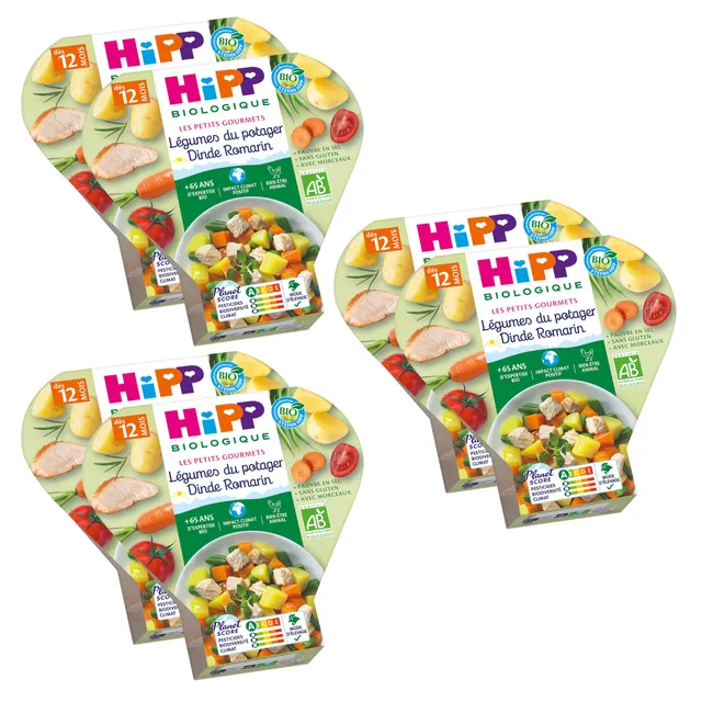 hipp-biologique-les-petits-gourmets-l-gumes-du-potager-dinde-romarin-d-s-12-mois image 1