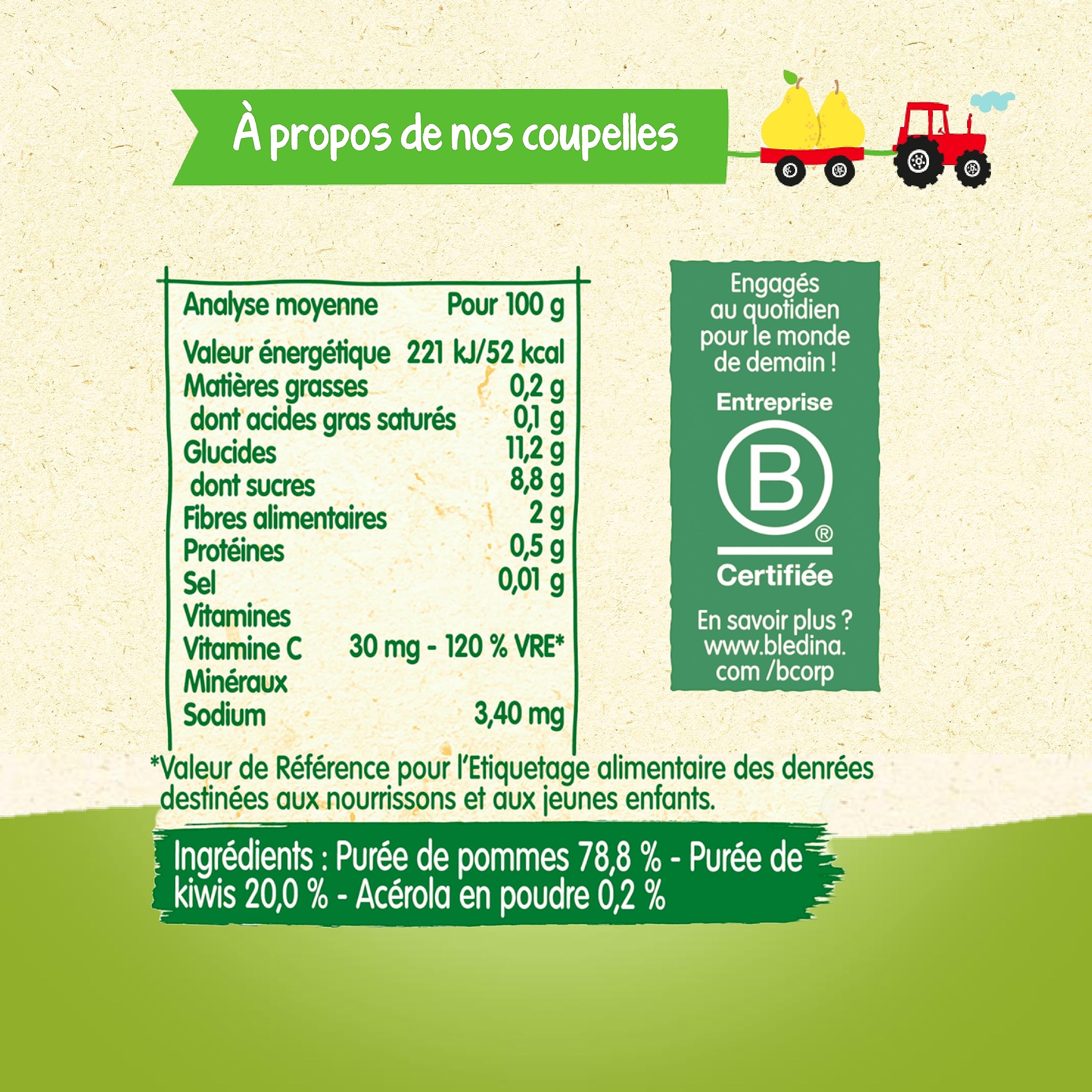 bl-dina-coupelles-de-fruits-pomme-kiwi-acerola-d-s-6-mois-48-coupelles-de-100g image 2