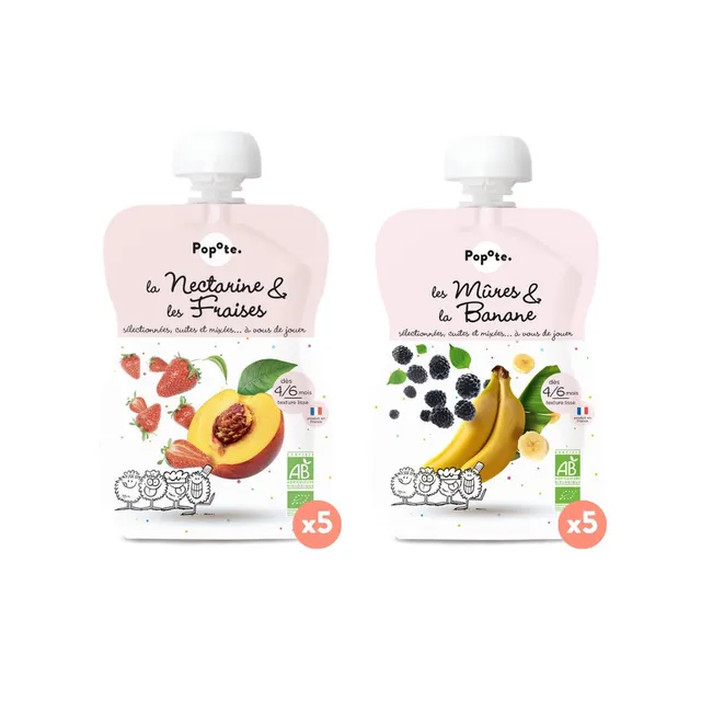 popote-bi-fruits-pack-d-couverte-10-compotes-bio-prunes-poire-et-m-res-banane-d- image 1