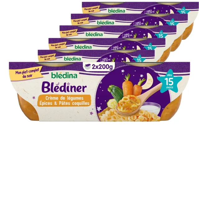 bl-dina-bl-diner-bol-d-ner-b-b-d-s-15-mois-cr-me-l-gumes-pices-douces-coquilles- image 1