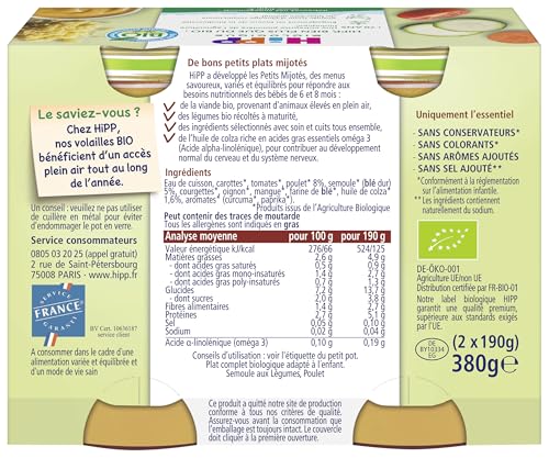 hipp-petits-mijot-s-bio-semoule-l-gumes-poulet-pots-2x190-g image 6