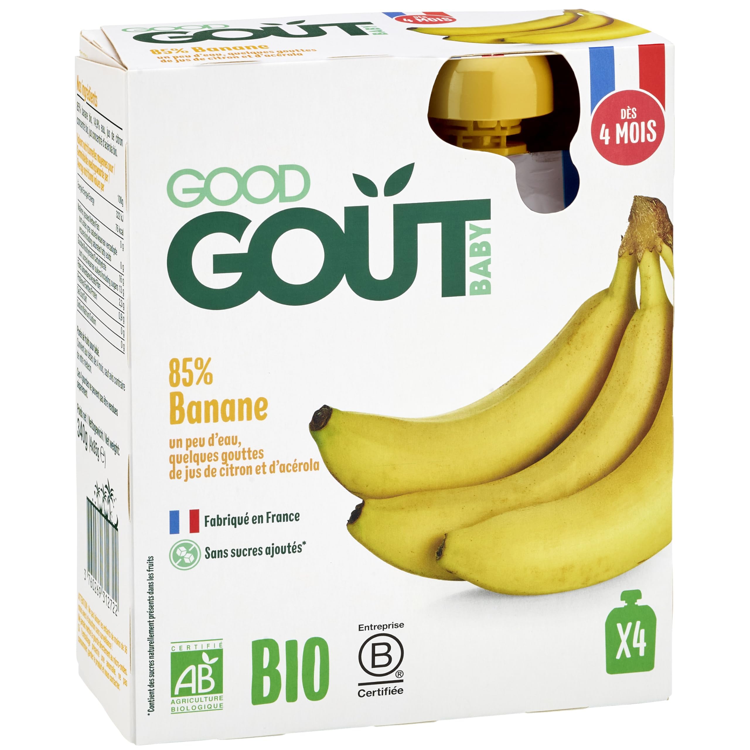 good-go-t-gourdes-banane-pur-e-bio-d-s-4-mois-85-banane-sans-sucres-ajout-s-fabr image 1