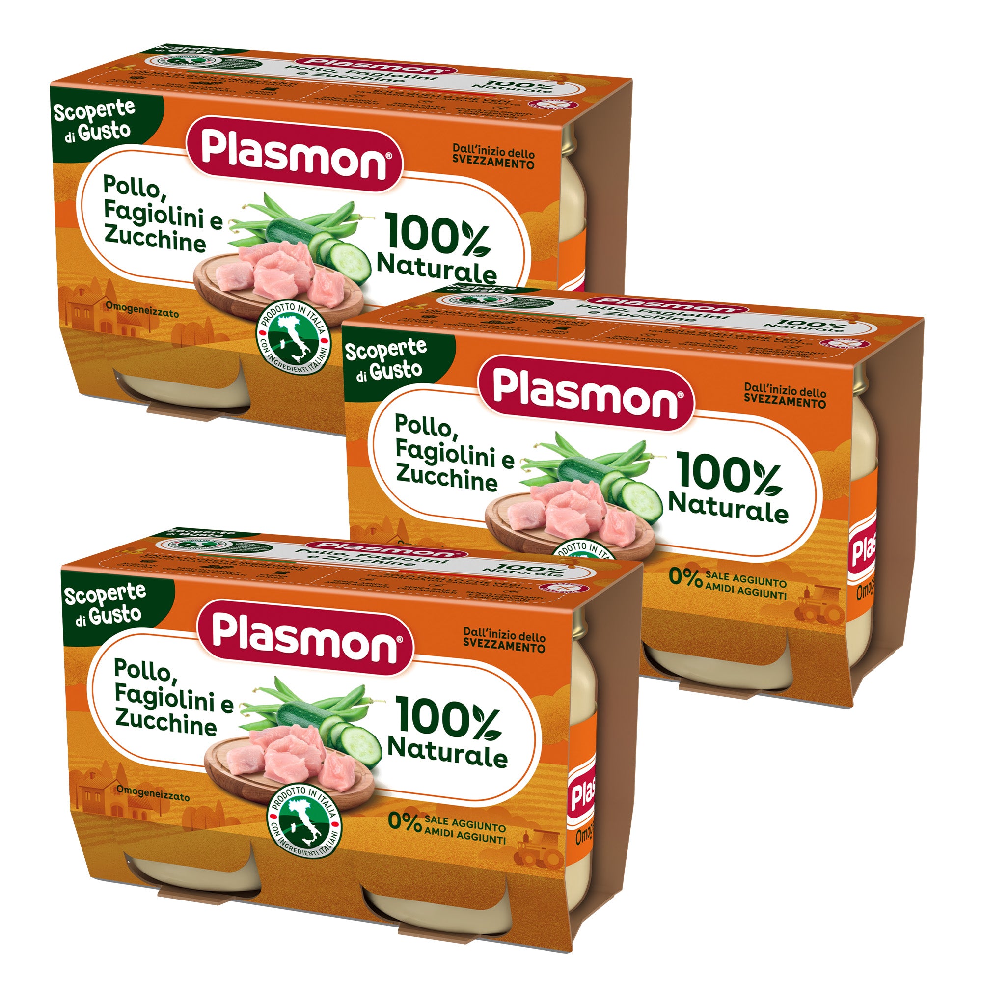 plasmon-omogeneizzato-scoperte-di-gusto-pollo-fagiolini-e-zucchine-3-x-2x120g-ho image 1