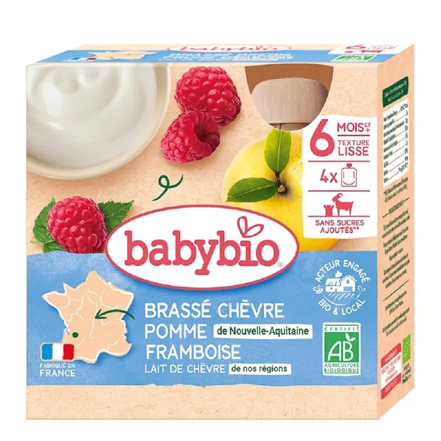 babybio-caprea-brass-ch-vre-pomme-framboise-dessert-bio-d-s-6-mois-4-gourdes-de- image 1