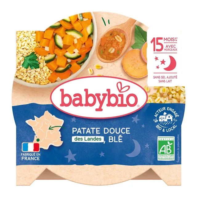 babybio-bonne-nuit-assiette-marmitte-du-potager-patate-douce-bl-15-mois-260-g image 1