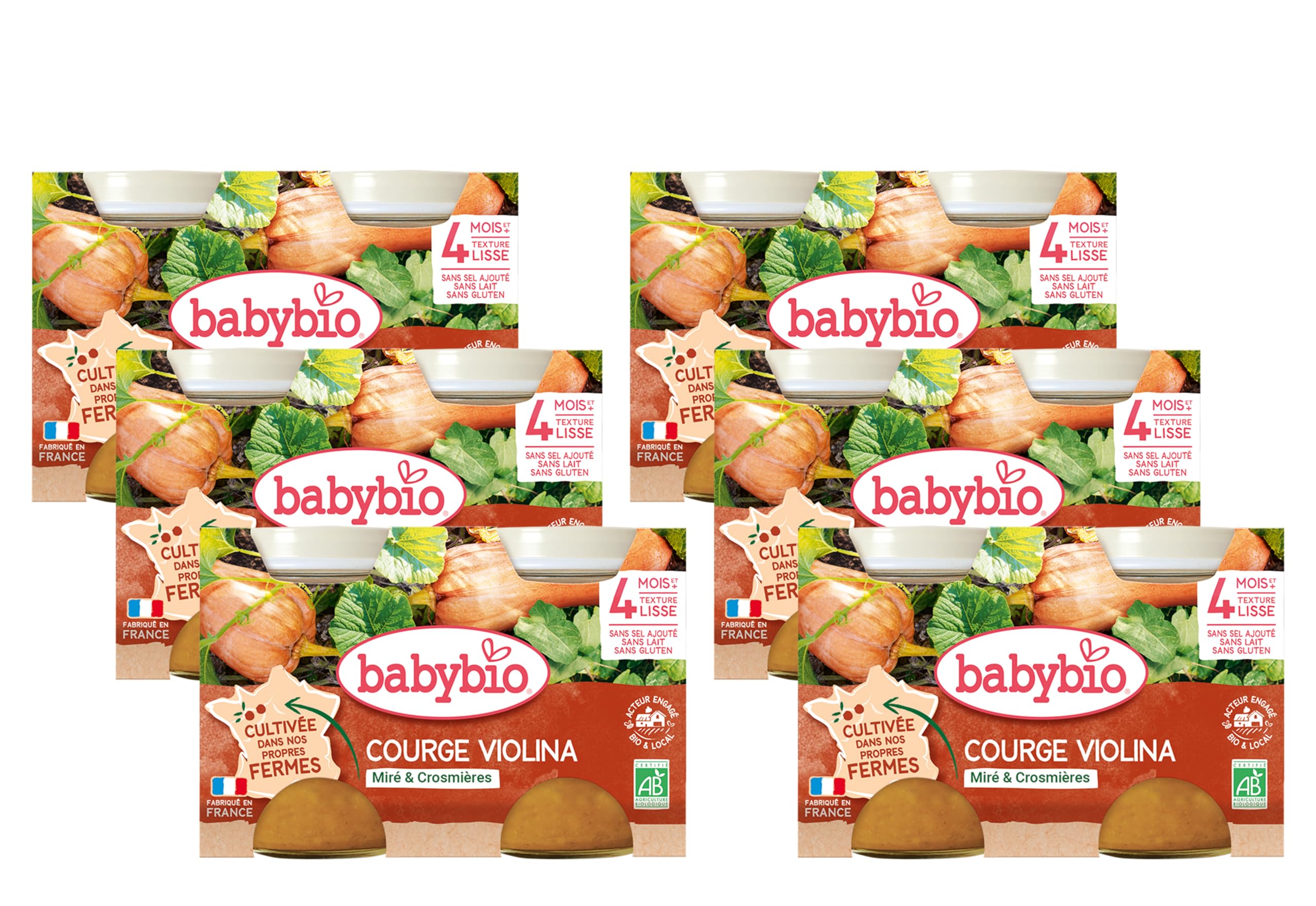 babybio-petits-pots-courge-violina-bio-d-s-4-mois-lot-de-6 image 1