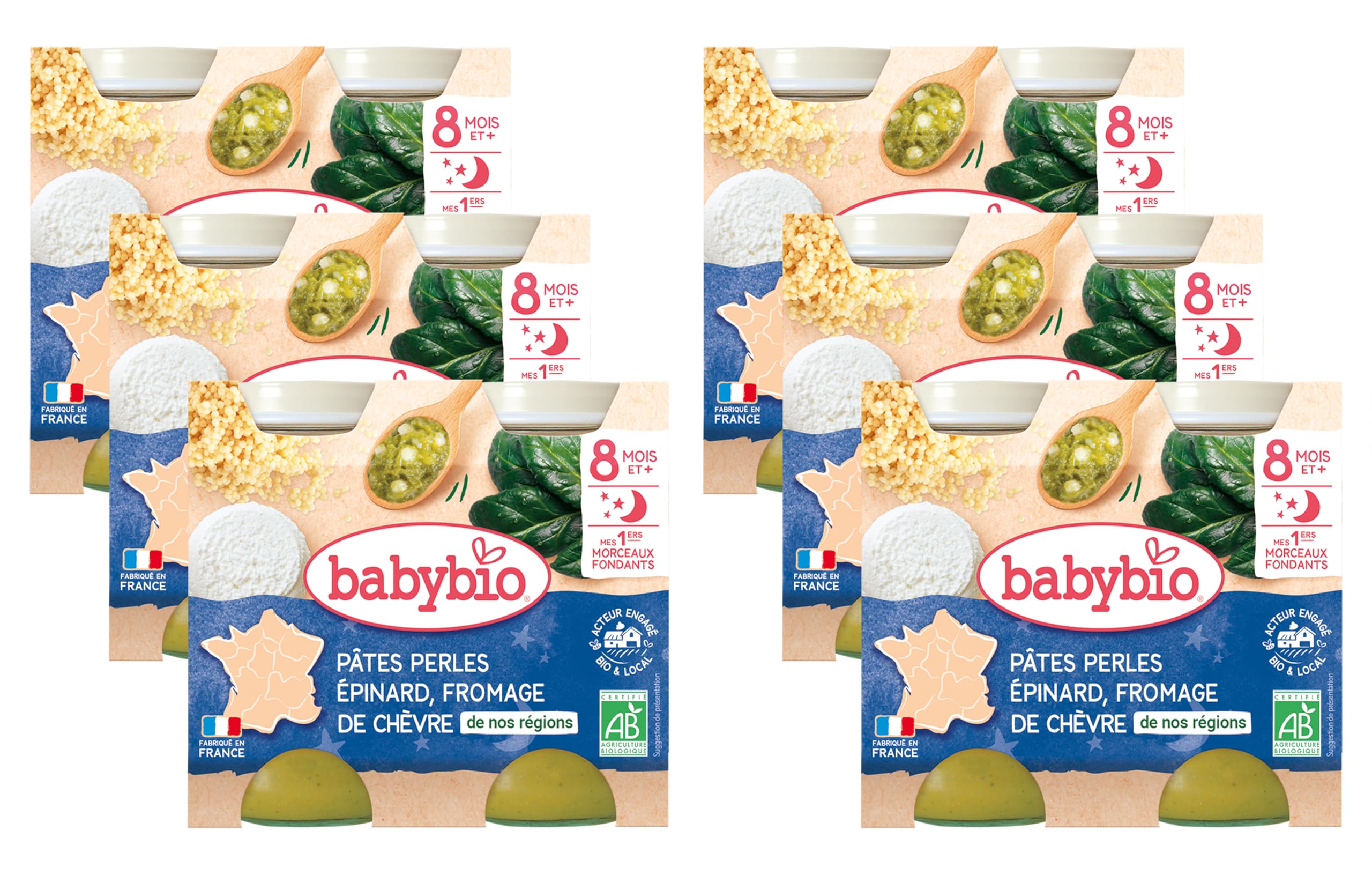 babybio-petits-pots-p-tes-perles-pinard-fromage-de-ch-vre-avec-morceaux-d-s-8-mo image 1