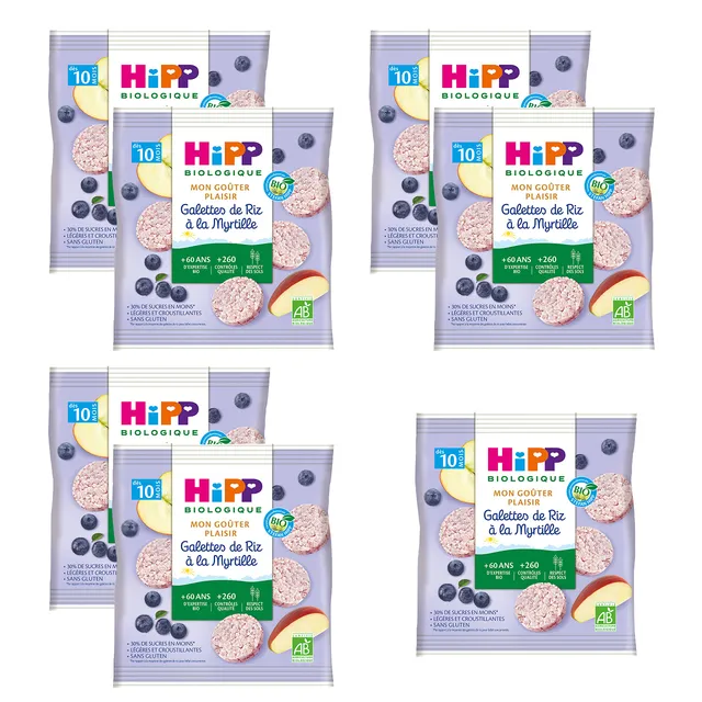 hipp-biologique-galettes-de-riz-la-myrtille-d-s-10-mois-7-x-30-g image 1