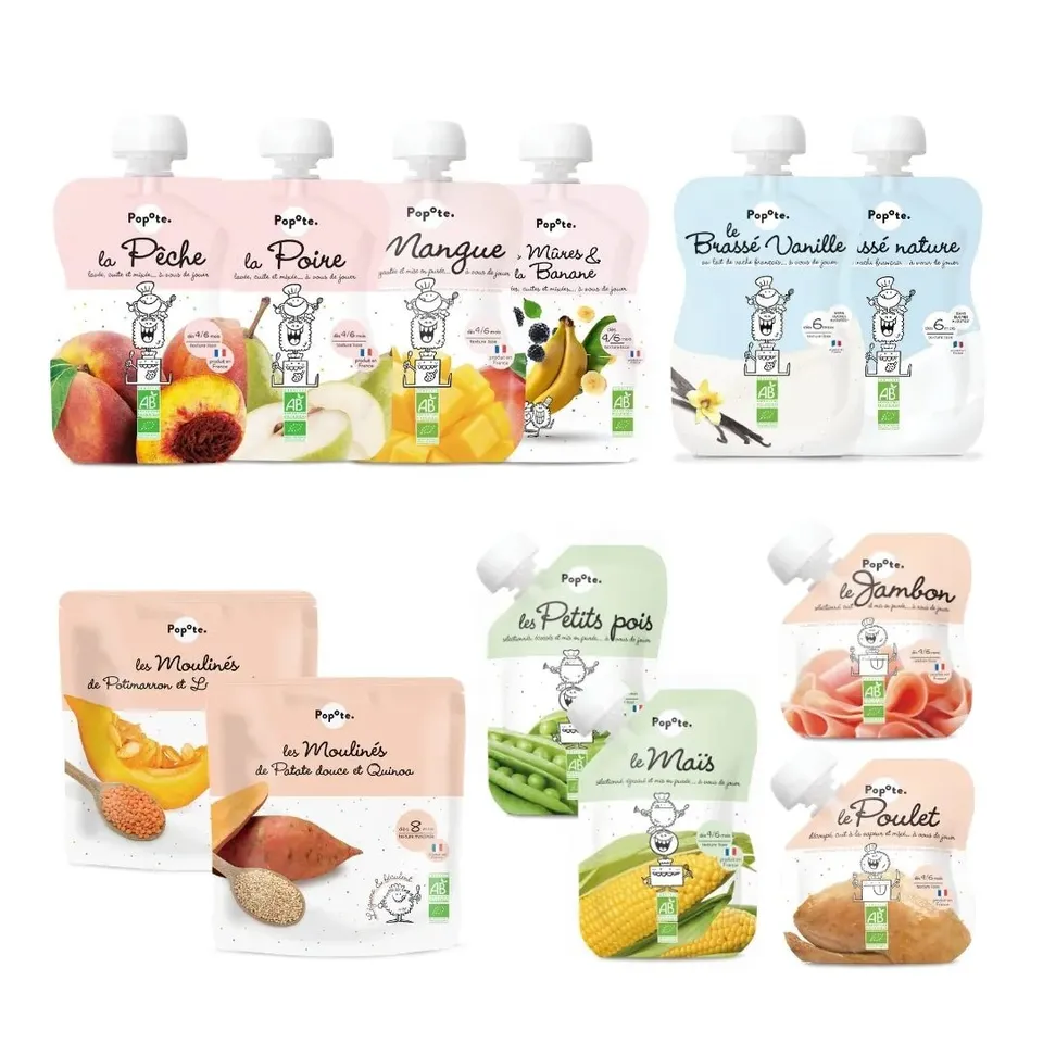 popote-mon-pack-week-end-d-s-8-mois-12-gourdes-pur-es-bio-fruits-l-gumes-et-vian image 1