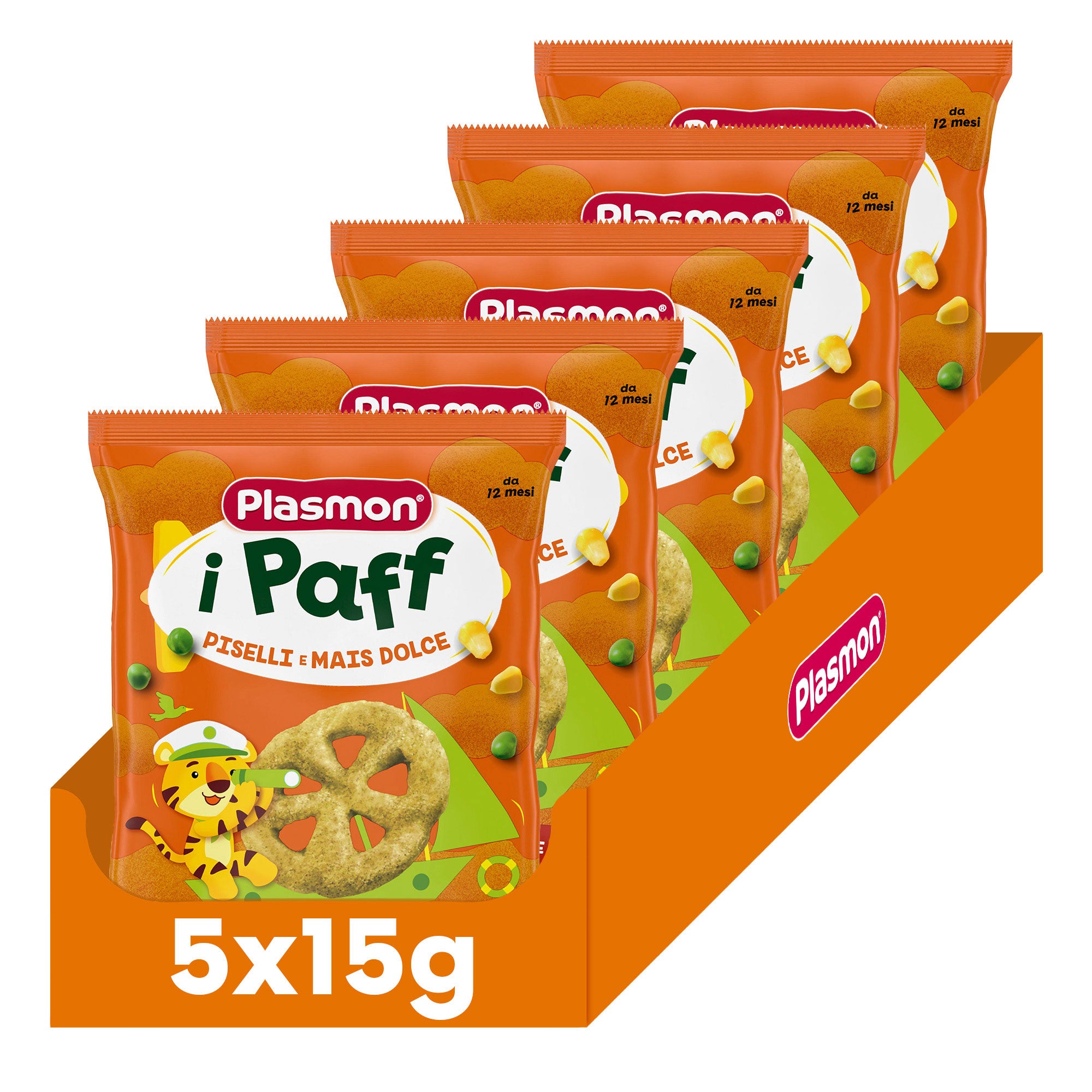plasmon-snack-i-paff-piselli-e-mais-5x15g-snack-b-b-d-s-12-mois image 1